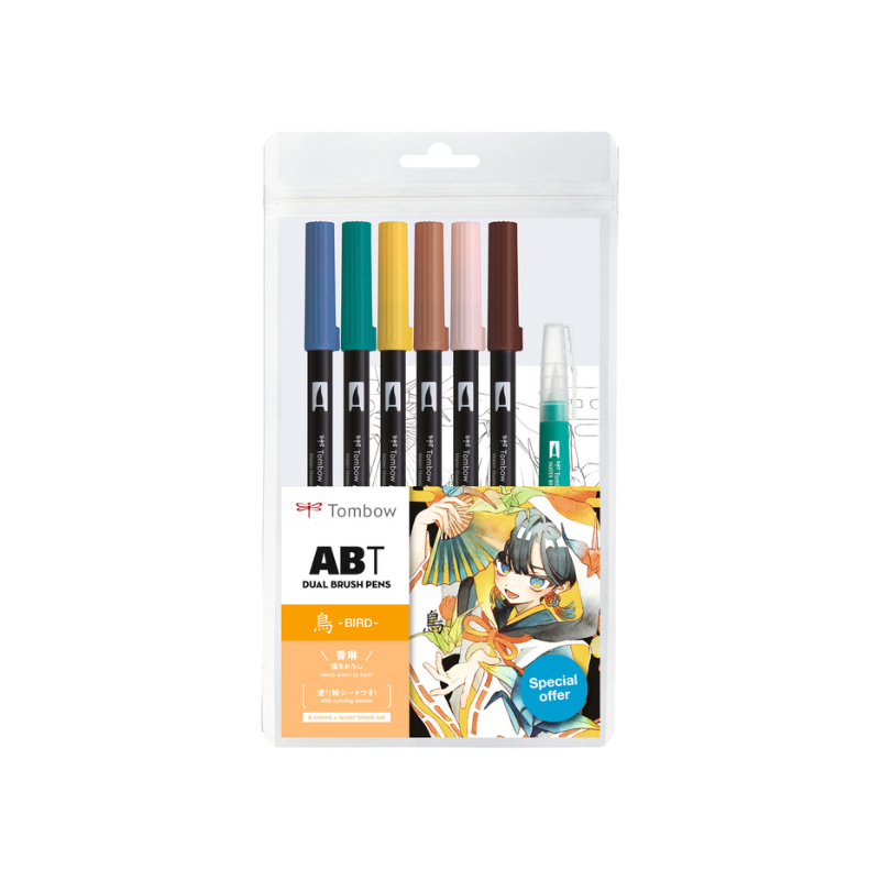 Set de 6 feutres ABT Tombow - Bird - édition limitée