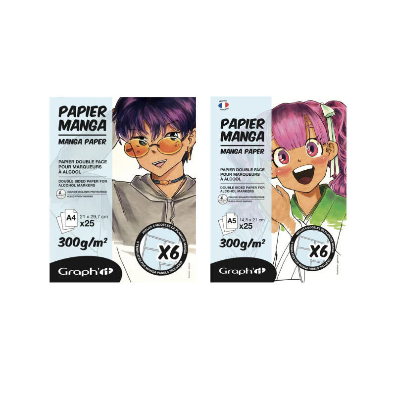 Bloc papier manga 25 feuilles + 6 calques - Graph'it