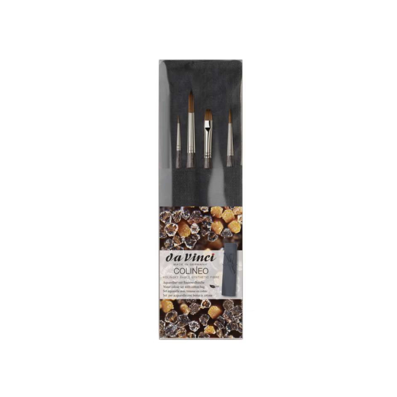 Set 4 pinceaux aquarelle Colineo + trousse en coton - Da Vinci