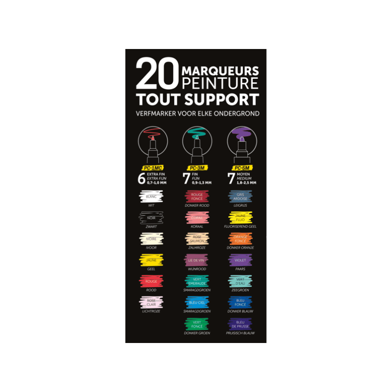 Contenu mallette métal Manga Hero - 20 marqueurs POSCA