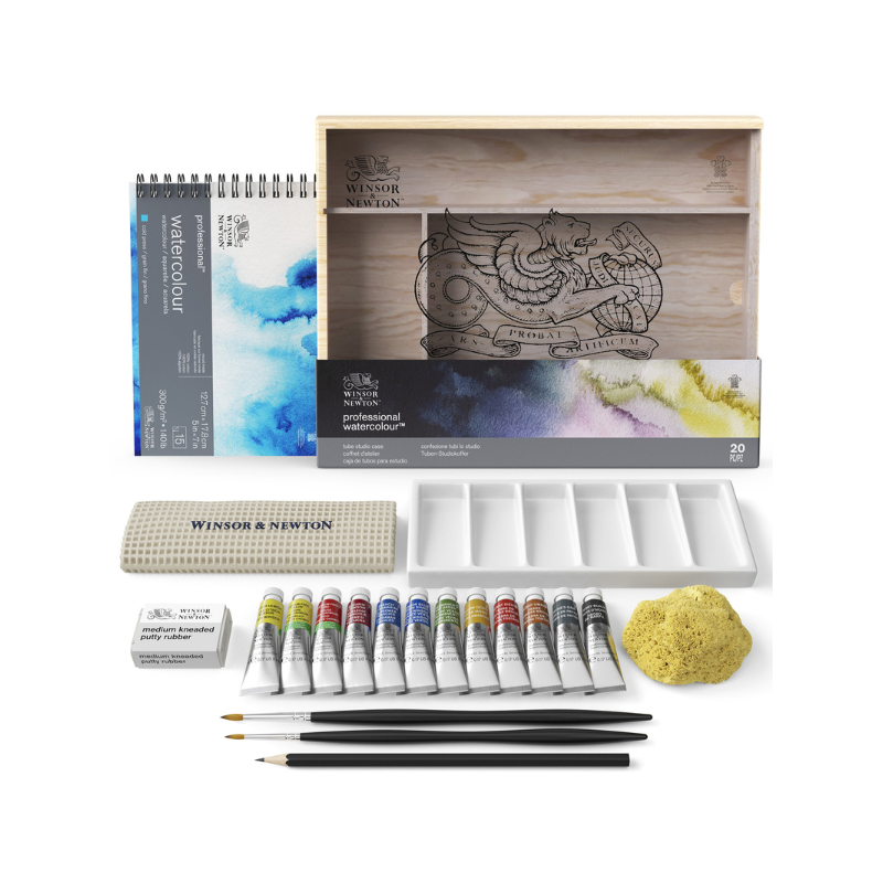 Coffret d'atelier en bois Winsor & Newton - assortiment aquarelle