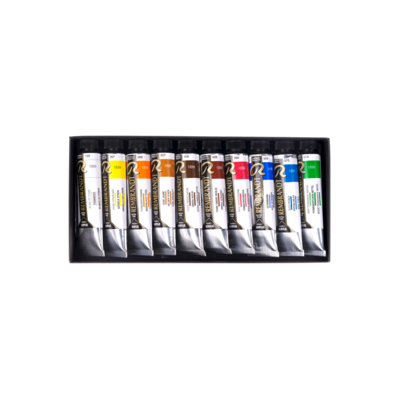 Assortiment de 10 tubes de peinture acrylique extra fine Rembrandt - Paysage