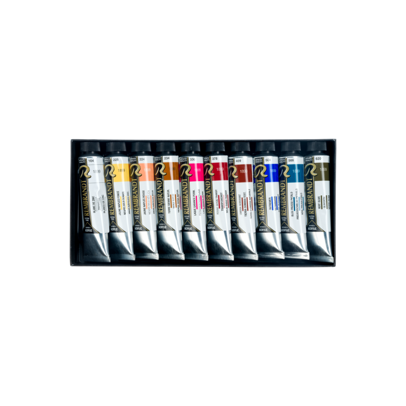 Assortiment de 10 tubes de peinture acrylique extra fine Rembrandt - Portrait