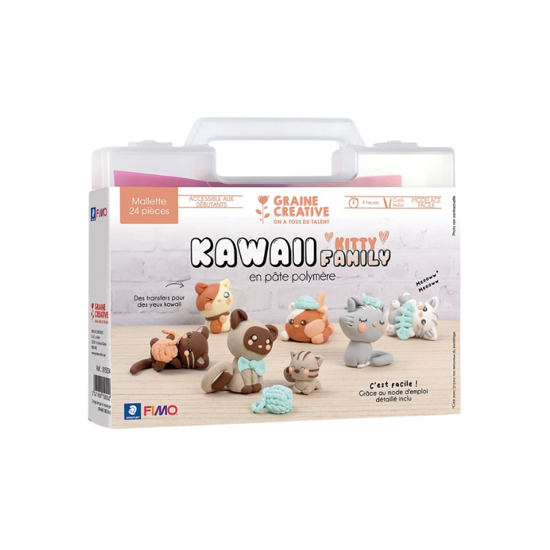 Mallette Fimo Kawai Kitty family - Graine créative