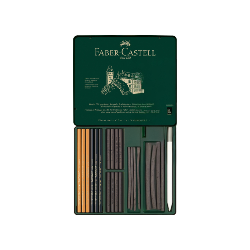 Coffret 24 fusains secs et naturels - Faber-Castell