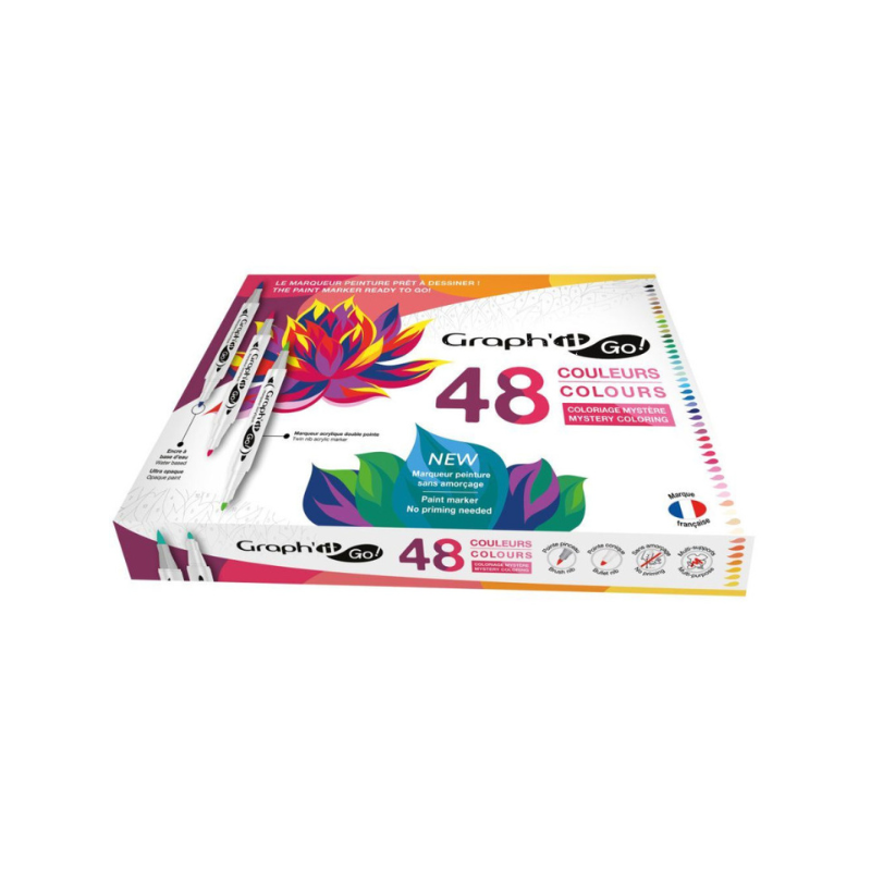 Coffret 48 marqueurs acrylique double-pointes - Graph'it