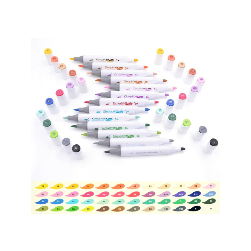 Assortiment 48 marqueurs acrylique double-pointes - Graph'it