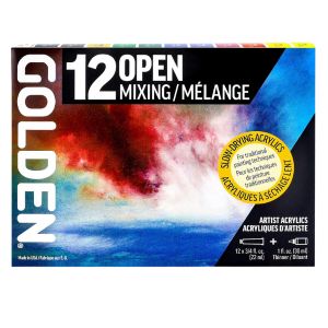 Set de 12 tubes acrylique Golden Open + diluant  