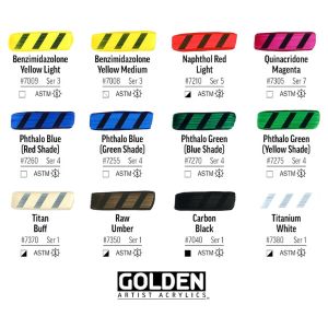 Nuancier 12 tubes acrylique Golden Open + diluant