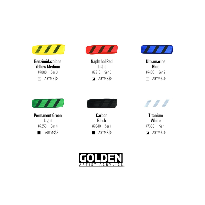 Nuancier 6 tubes acrylique Golden Open + diluant