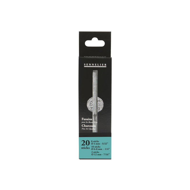 Fusains Sennelier - Boîte de 20 assortis - Ø 4, 6/8, 12mm