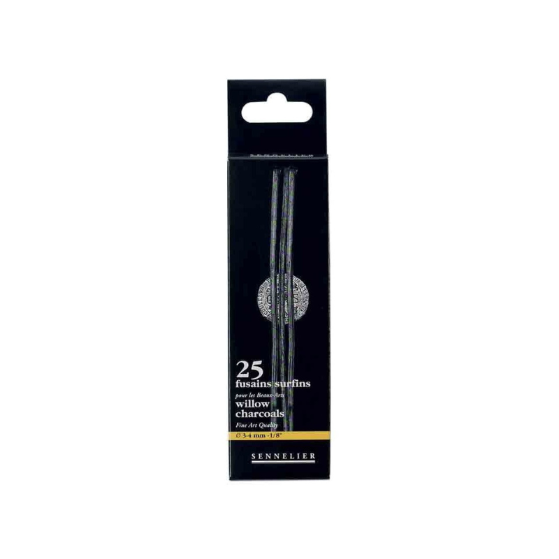 Fusains Sennelier - Boîte de 25 petits - Ø 3-4 mm