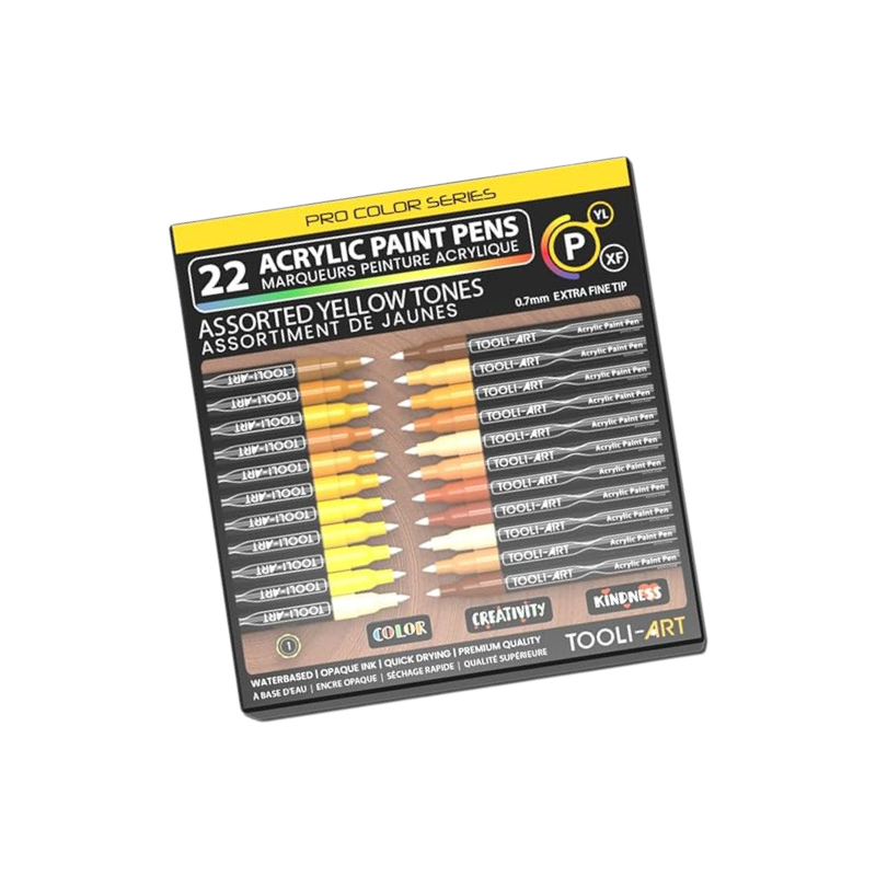 Set 22 marqueurs acrylique 0.7 mm - Jaune - Tooli-Art