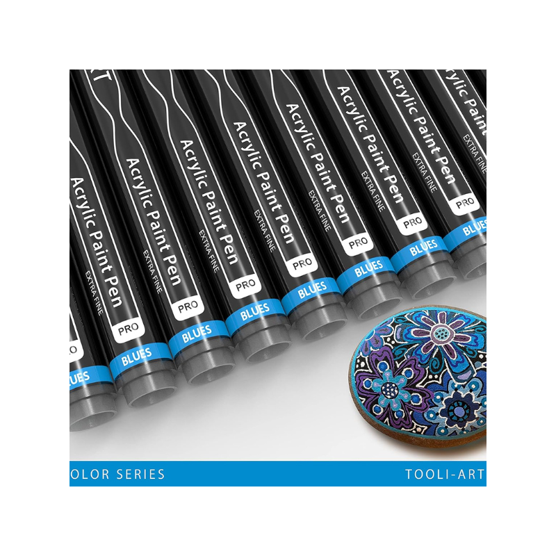 Lot 22 marqueurs acrylique 0.7 mm - Bleu - Tooli-Art