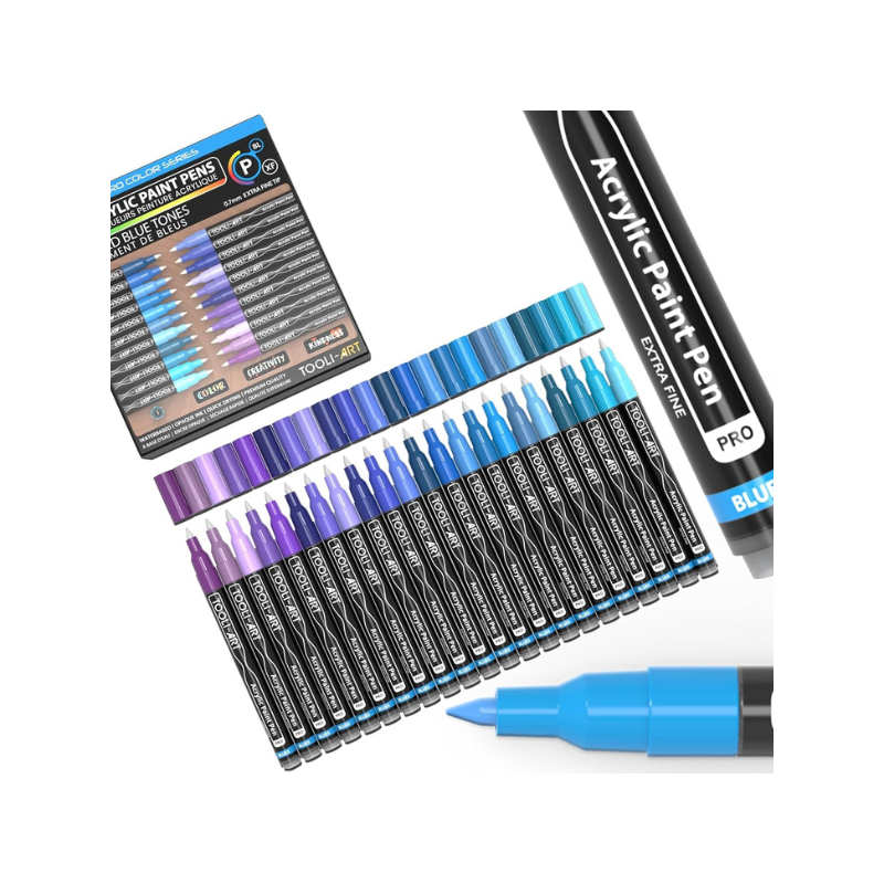 Set Tooli-Art - 22 marqueurs acrylique 0.7 mm - Bleu