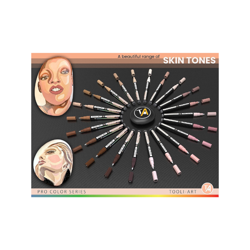Boite 22 marqueurs acrylique 0.7 mm - Teintes chairs - Tooli-Art