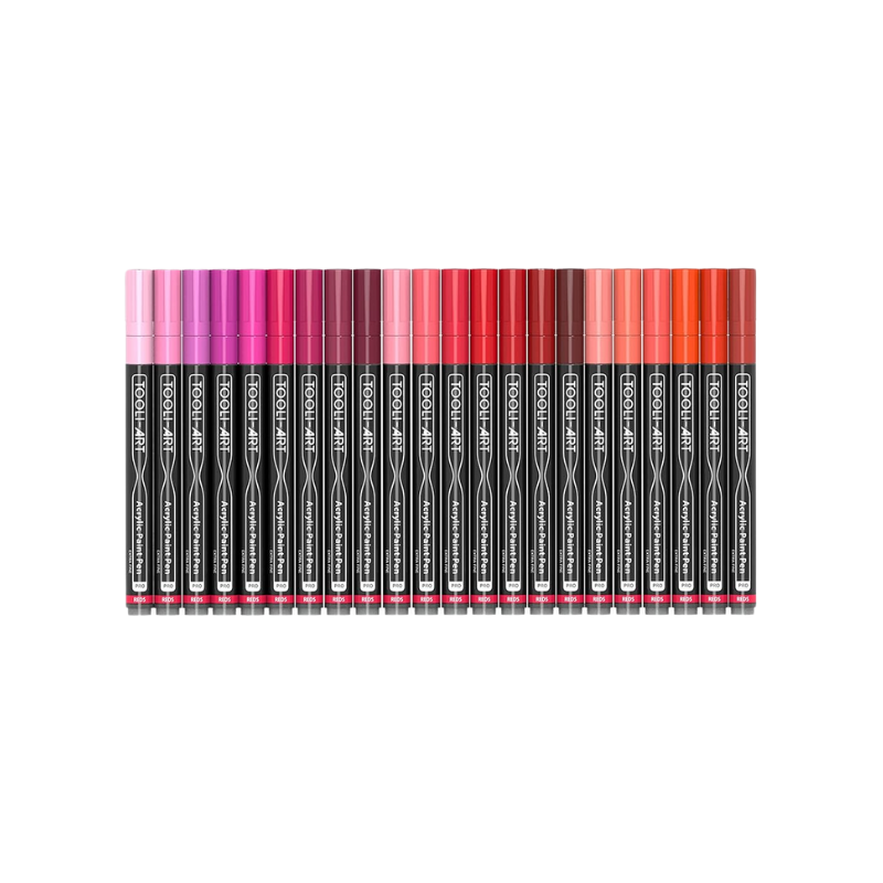 Set 22 marqueurs acrylique 0.7 mm - Rouge - Tooli-Art