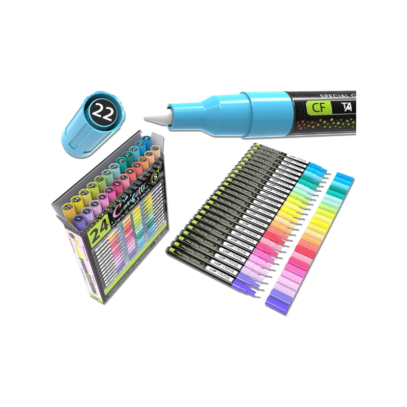 Set 24 marqueurs acrylique 0.7 mm - Confetti - Tooli-Art