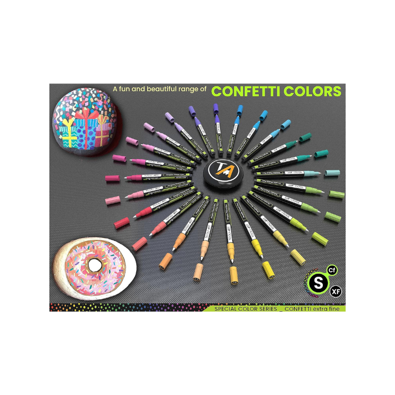 Assortiment 24 marqueurs acrylique 0.7 mm - Confetti - Tooli-Art