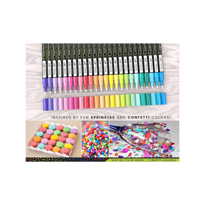Set Confetti Tooli-Art - 24 marqueurs acrylique 0.7 mm