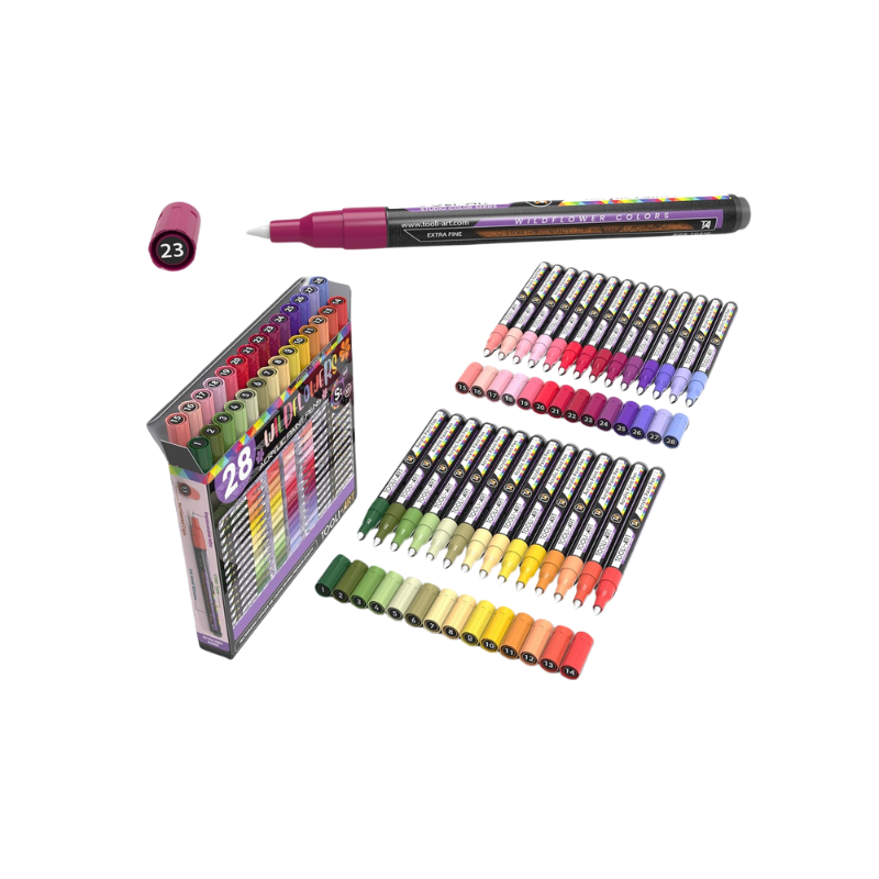 Set 28 marqueurs acrylique 0.7 mm - Fleurs sauvages - Tooli-Art