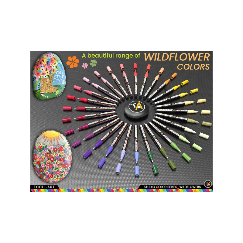 Assortiment 28 marqueurs acrylique 0.7 mm - Fleurs sauvages - Tooli-Art