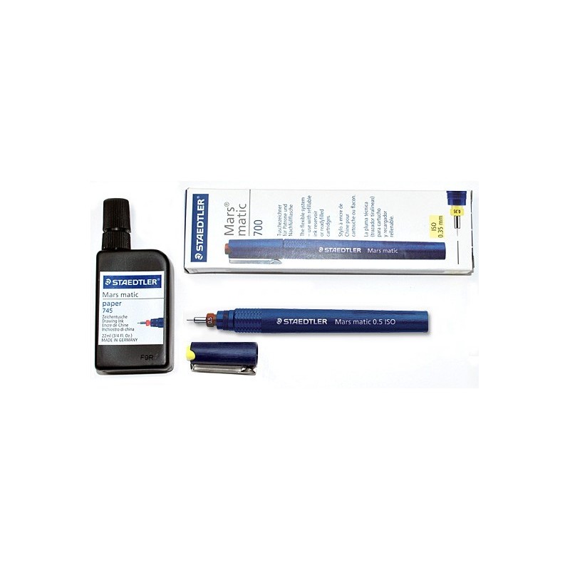 Stylo Mars Matic 700 de Staedtler avec 1 recharge encre de Chine en flacon 22ml