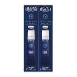 Lot de 2 tubes 200ml - Peinture huile fine Blanc de titane - Lefranc Bourgeois