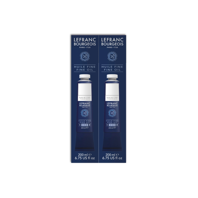 Lot de 2 tubes 200ml - Peinture huile fine Blanc de titane - Lefranc Bourgeois