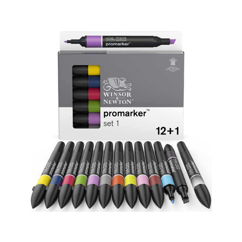 Set de 12 promarkers + blender offert - Set n°1 Winsor & Newton