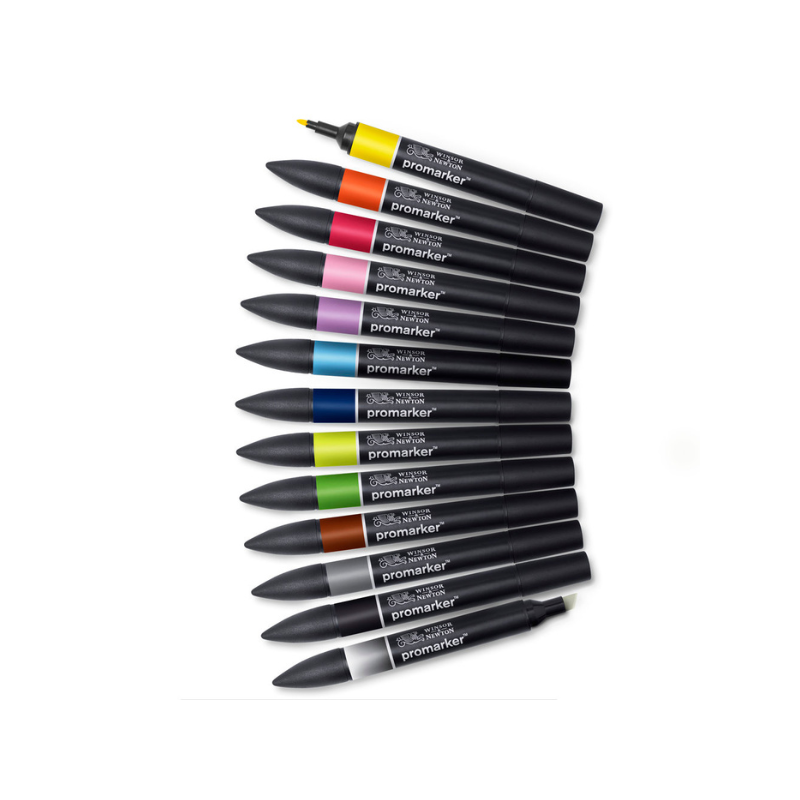 Assortiment de 12 promarkers + blender offert - Set n°1 Winsor & Newton