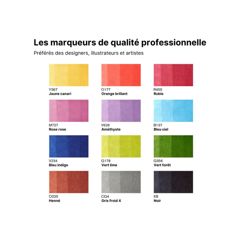 Nuancier set n°1 - Set de 12 promarkers + blender offert Winsor & Newton