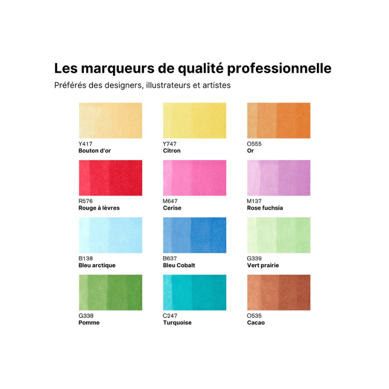 Nuancier Winsor & Newton - Set de 12 promarkers + blender offert- Set n°2