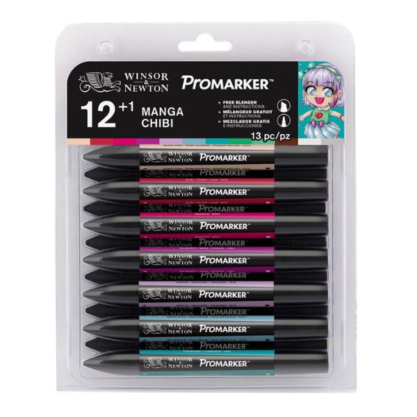 Set de 12 promarkers Winsor & Newton + blender offert - Manga Chibi