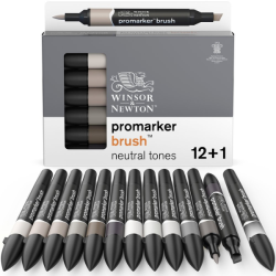 Set de 12 Promarker Brush + blender offert - Tons neutres