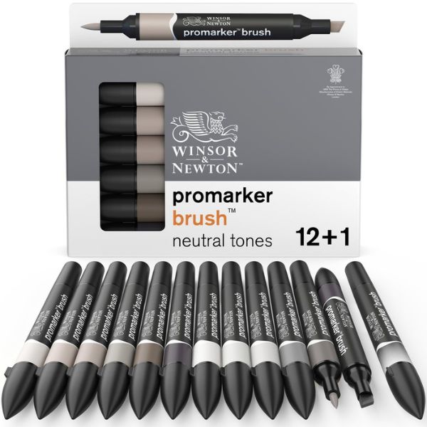 Set de 12 Promarker Brush + blender offert - Tons neutres