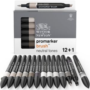 Set de 12 Promarker Brush + blender offert  - Tons neutres