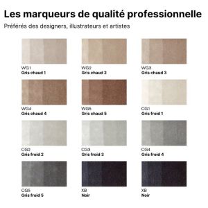 Nuancier 12 Promarker Brush + blender offert - Tons neutres