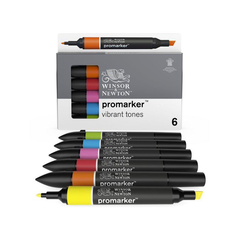 Set de 6 promarkers tons vibrants Winsor & Newton