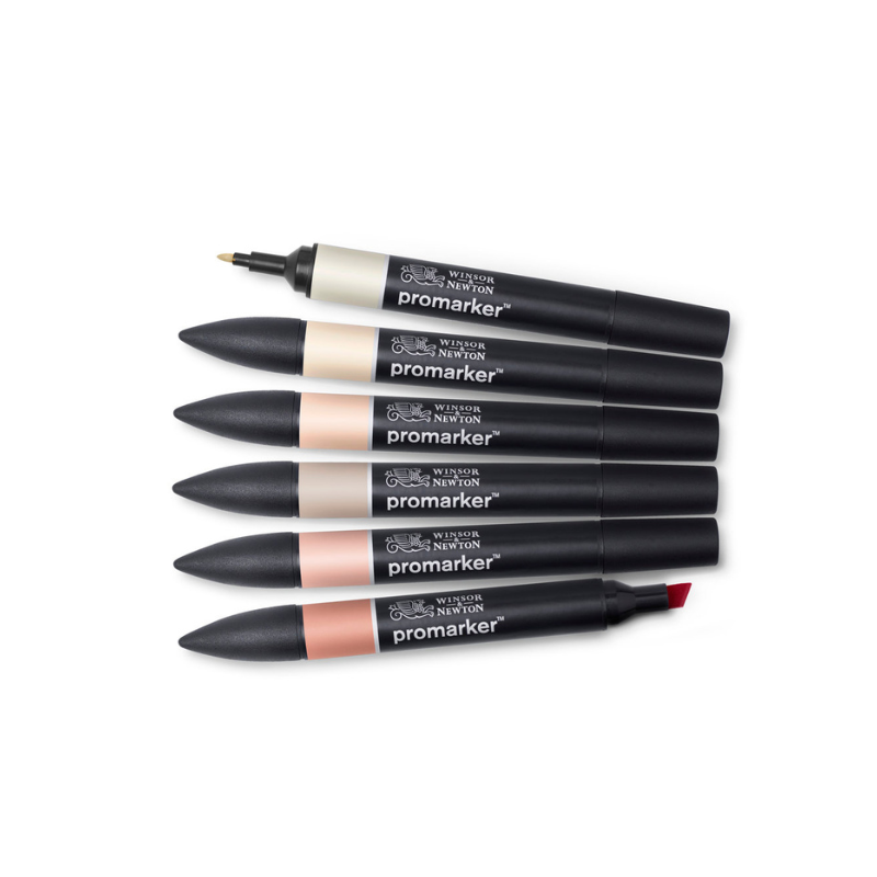 Assortiment de 6 promarkers tons chair n°1 WINSOR & NEWTON