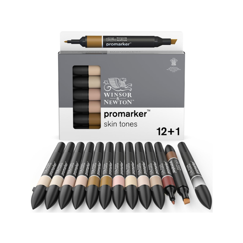 Set de 12 promarkers + blender offert- Tons de chair Nuancier WINSOR & NEWTON