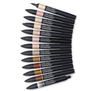 Assortiment de 12 promarkers + blender offert- Tons de chair Nuancier WINSOR & NEWTON