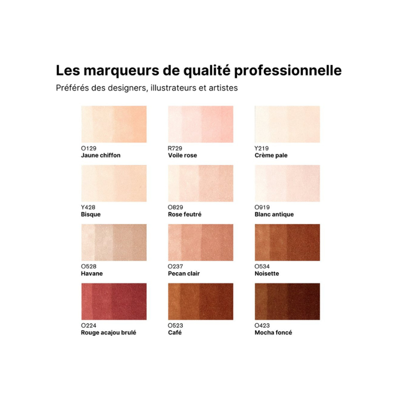Nuancier WINSOR & NEWTON 12 promarkers + blender offert- Tons de chair