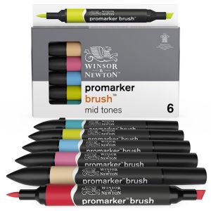 Set de 6 brushmarkers couleurs de tons moyens