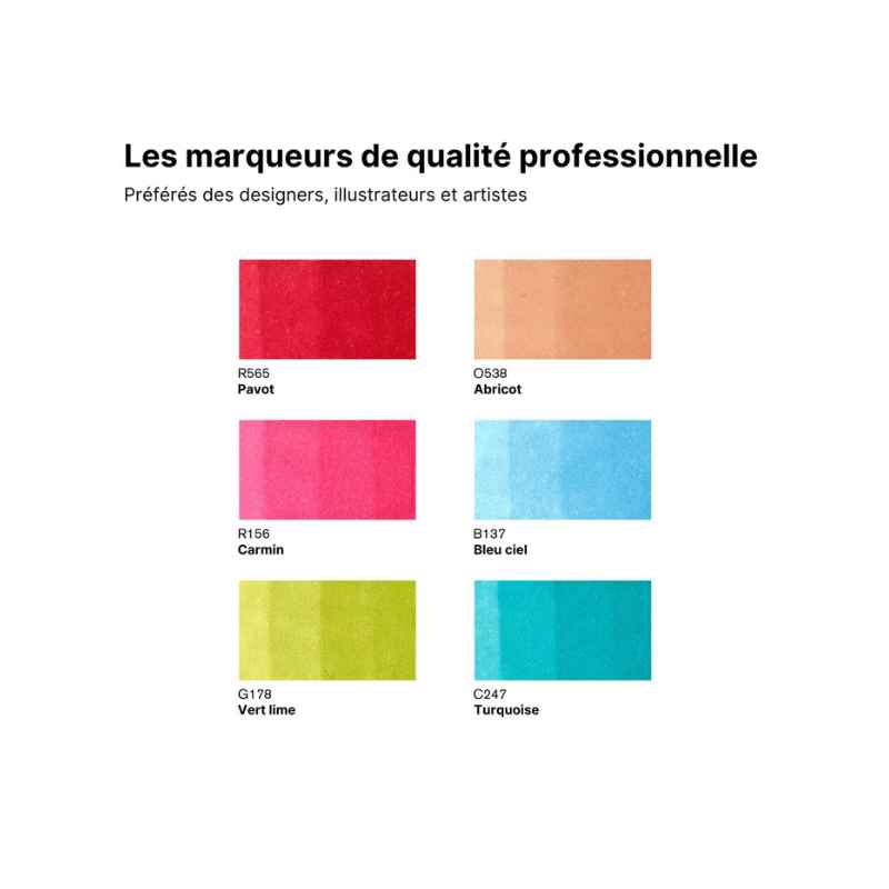 Nuancier 6 brushmarkers couleurs de tons moyens