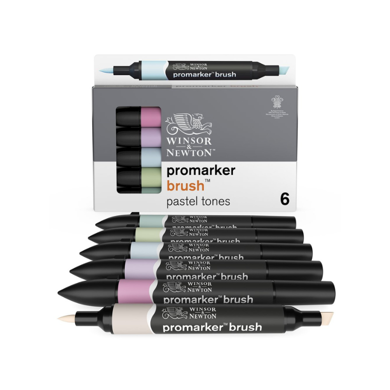 Boite de 6 brushmarkers couleurs de tons pastels Boite de 6 brushmarkers couleurs de tons pastels