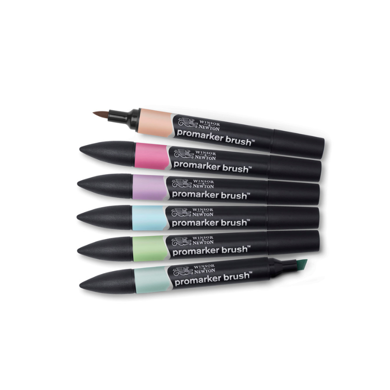Set de 6 brushmarkers couleurs de tons pastels Set de 6 brushmarkers couleurs de tons pastels