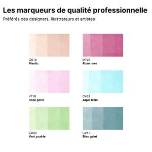 Nuancier 6 brushmarkers couleurs de tons pastels