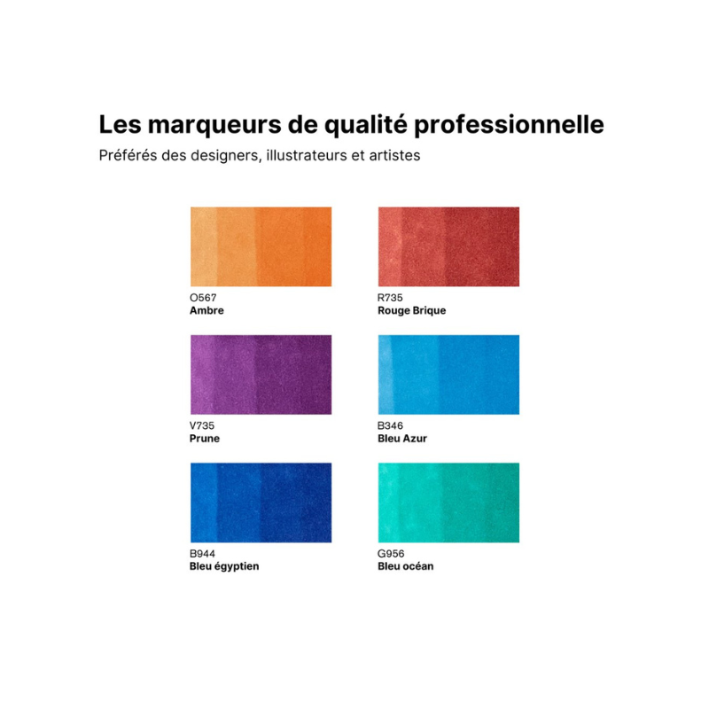Nuancier Winsor & Newton 6 brushmarkers couleurs de tons riches