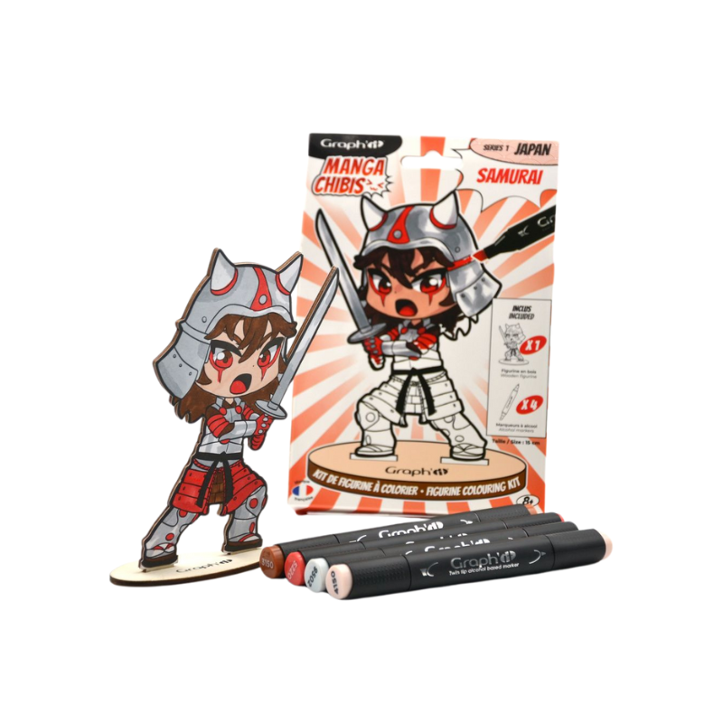 Figurine chibi à colorier - Samurai - Graph'it